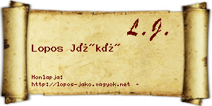 Lopos Jákó névjegykártya